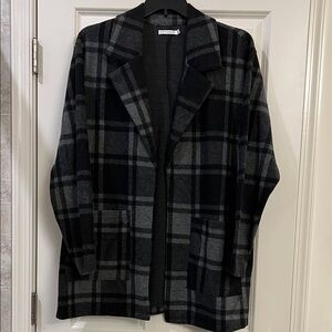 Dictionary cozy edit Black and Gray Plaid Blazer